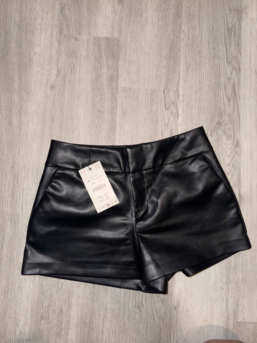 Zara Black Faux Leather High-Waist Shorts